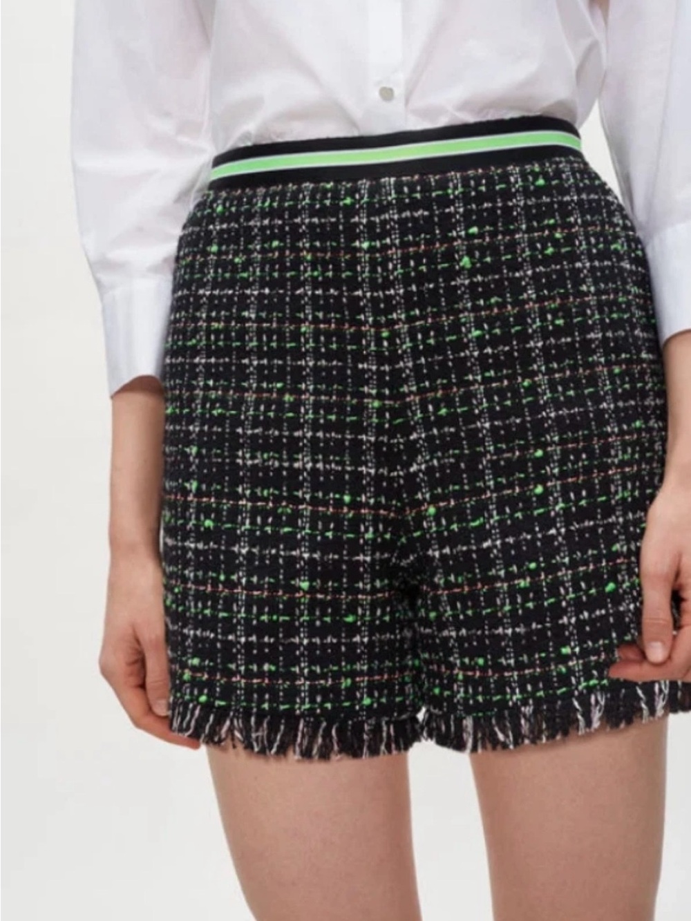 Claudie Pierlot—NWT Black & Green Tweed Shorts, US Sz 2, S